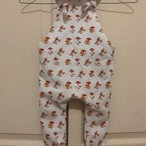 Mushroom Print Tie Knot Overalls 18/24Months